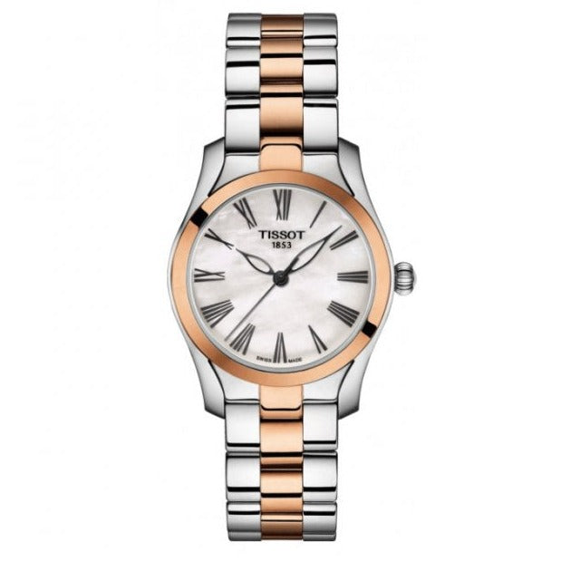 Tissot T Wave Mother of Pearl Dial Two Tone Steel Strap Watch For Women - T112.210.22.113.01 Buy Now By Tissot