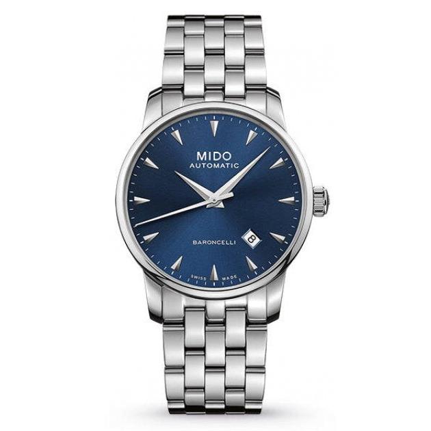Mido Baroncelli II Automatic Blue Dial Silver Steel Strap Watch For Men - M8600.4.15.1 Buy Now By Mido