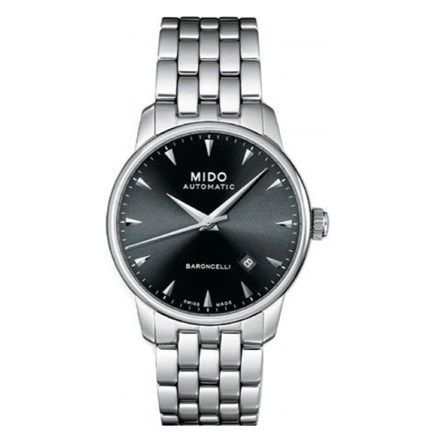 Mido Baroncelli Ii Automatic Black Dial Silver Steel Strap Watch For Men - M8600.4.18.1 Buy Now By Mido