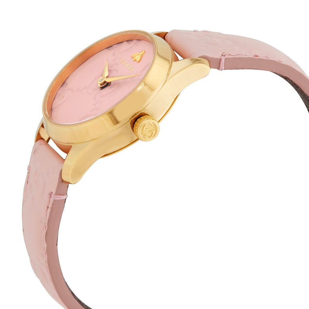 Gucci G Timeless Quartz Pink Dial Pink Leather Strap Watch For Women - YA1265005 Buy Now By Gucci