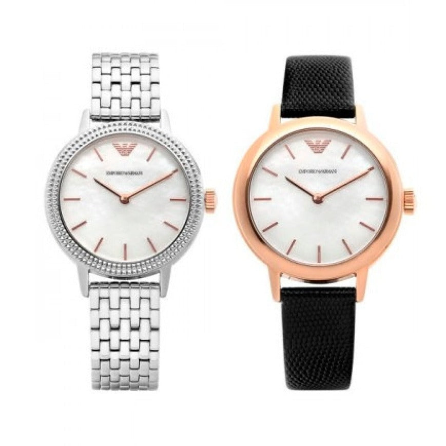 Emporio Armani Interchangeable Analog Mother of Pearl Dial Silver Steel Strap Watch For Women - AR80020 Buy Now By Emporio Armani