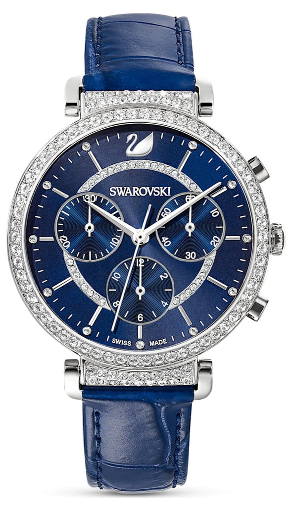 Swarovski Passage Chrono Crystal Blue Dial Blue Leather Strap Watch for Women - 5580342 Buy Now By Swarovski