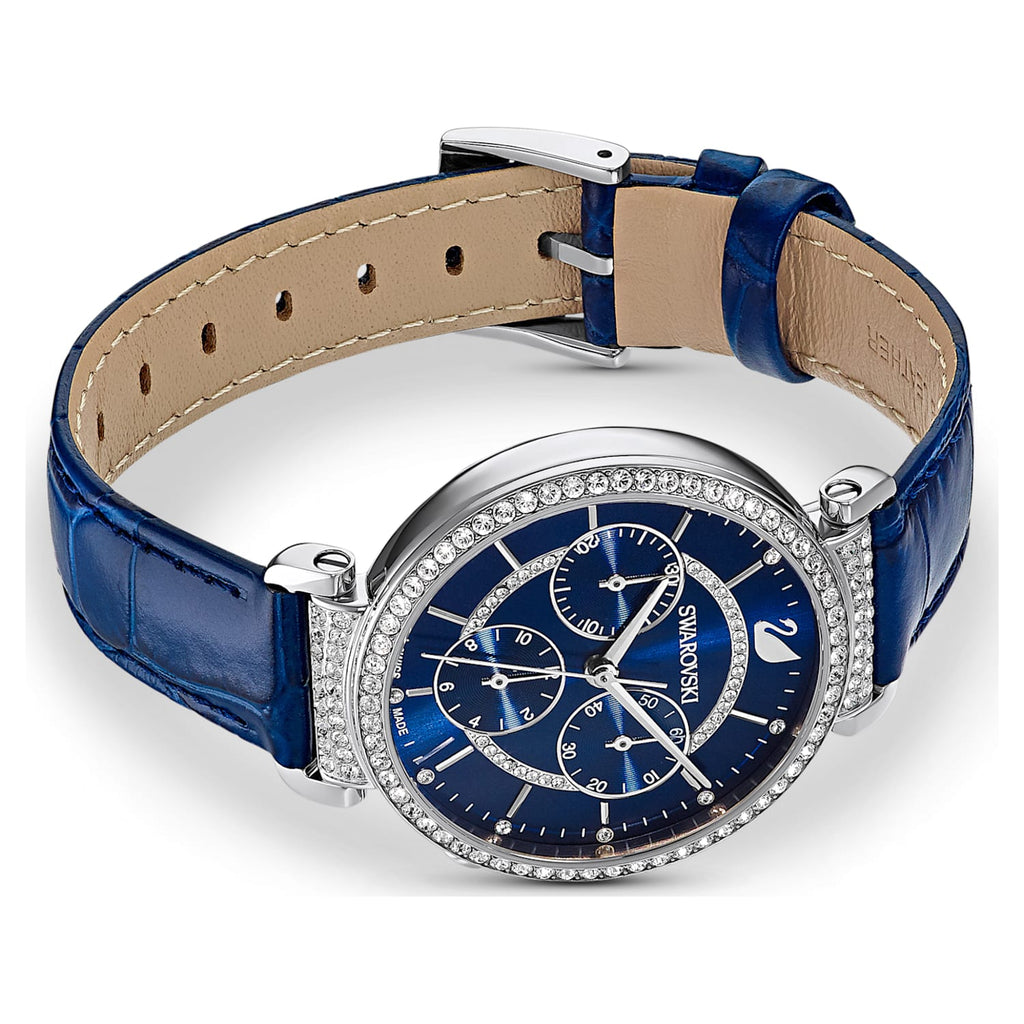 Swarovski Passage Chrono Crystal Blue Dial Blue Leather Strap Watch for Women - 5580342 Buy Now By Swarovski