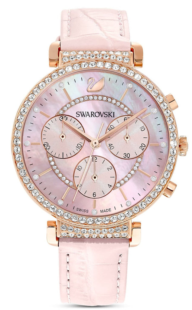 Swarovski Passage Chrono Pink Dial Pink Leather Strap Watch for Women - 5580352 Buy Now By Swarovski