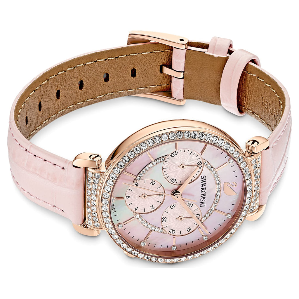 Swarovski Passage Chrono Pink Dial Pink Leather Strap Watch for Women - 5580352 Buy Now By Swarovski