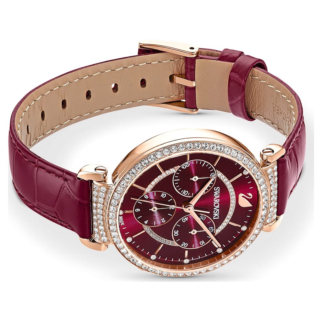 Swarovski Passage Chrono Red Dial Red Leather Strap Watch for Women - 5580345 Buy Now By Swarovski