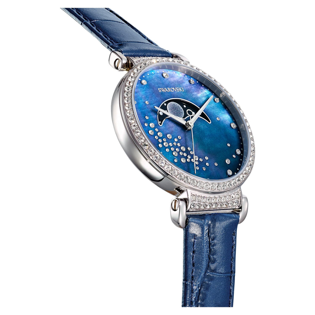 Swarovski Passage Moon Phase Blue Dial Blue Leather Strap Watch for Women - 5613320 Buy Now By Swarovski