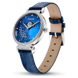 Swarovski Passage Moon Phase Blue Dial Blue Leather Strap Watch for Women - 5613320 Buy Now By Swarovski