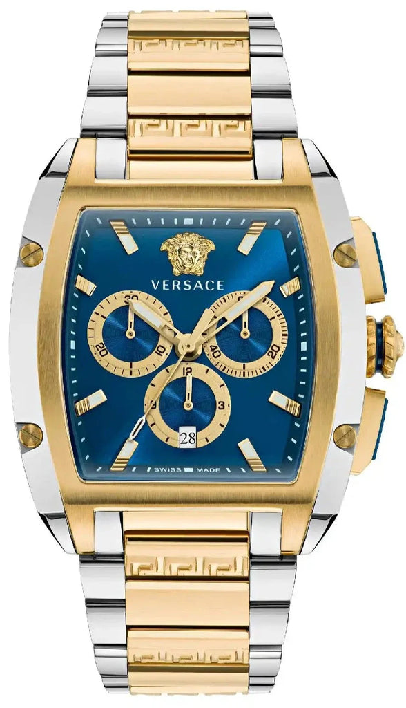 Versace Dominus Chronograph Blue Dial Two Tone Steel Strap Watch For Men - VE6H00723 Buy Now By Versace