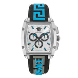 Versace Dominus Chronograph Silver Dial Black Rubber Strap Watch For Men - VE6H00123 Buy Now By Versace