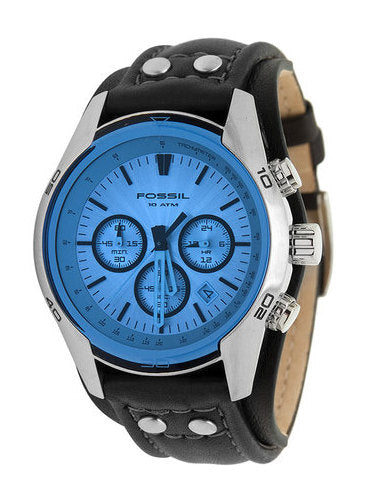 Fossil Coachman Chronograph Blue Dial Black Leather Strap Watch for Men - CH2564 Buy Now By Fossil