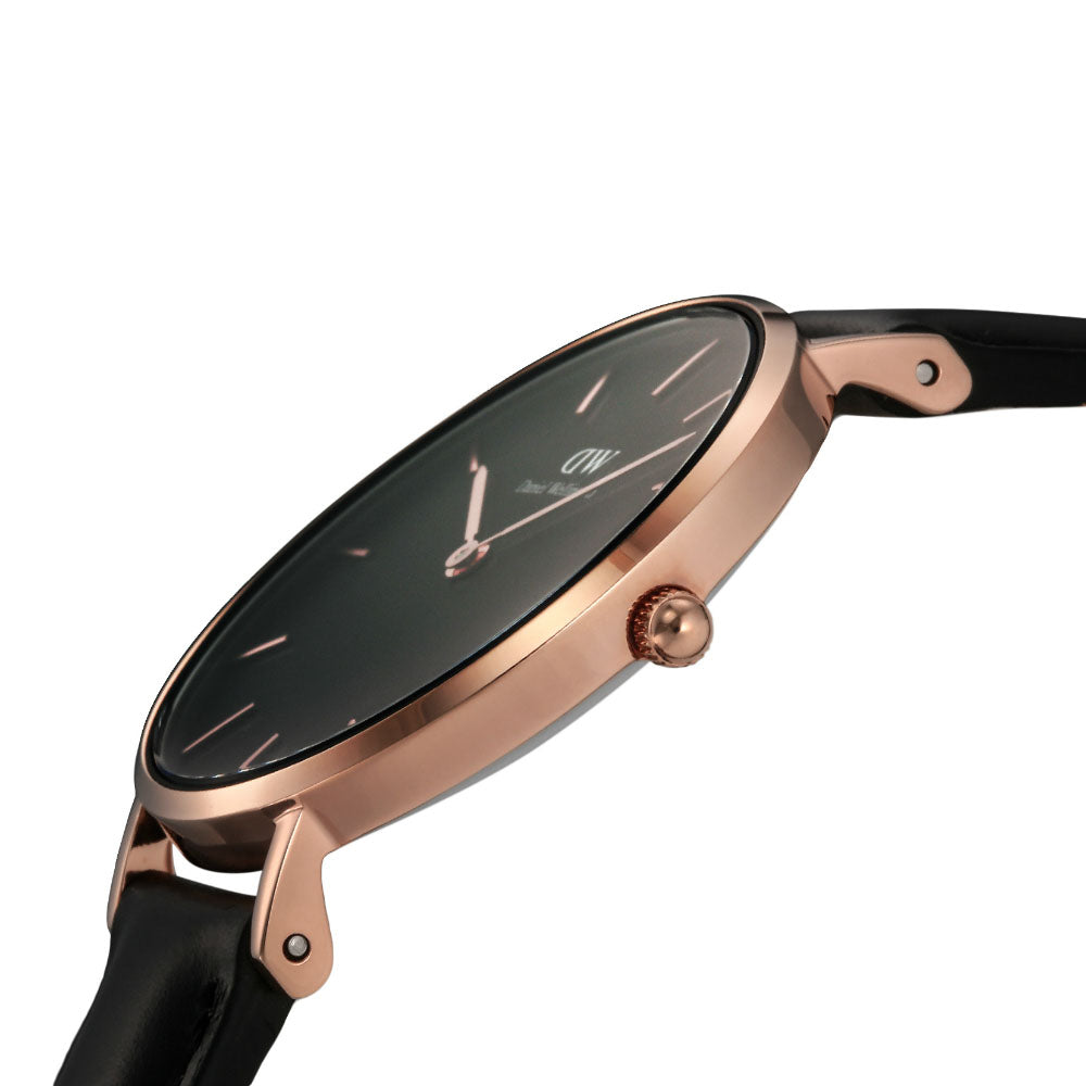 Daniel Wellington Petite Sheffield Black Dial Black Leather Strap Watch For Women - DW00100168 Buy Now By Daniel Wellington