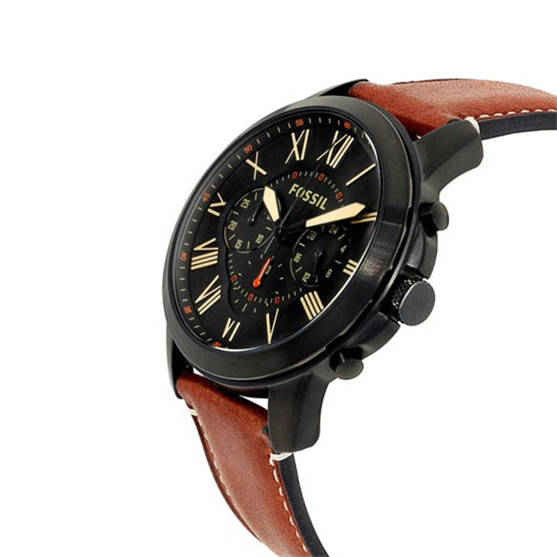 Fossil Grant Chronograph Black Dial Brown Leather Strap Watch for Men - FS5241 Buy Now By Fossil