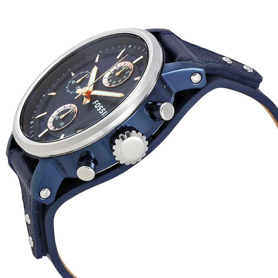 Fossil Boyfriend Sport Chronograph Blue Dial Blue Leather Strap Watch for Women - ES4113 Buy Now By Fossil