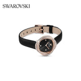 Swarovski Crystal Flower Black Dial Black Leather Strap Watch for Women - 5552421 Buy Now By Swarovski