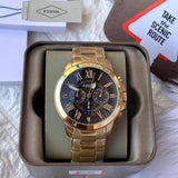 Fossil Grant Chronograph Black Dial Gold Steel Strap Watch for Men - FS4815 Buy Now By Fossil