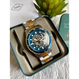 Fossil Grant Sport Automatic Skeleton Blue Dial Two Tone Steel Strap Watch for Men - ME3141 Buy Now By Fossil