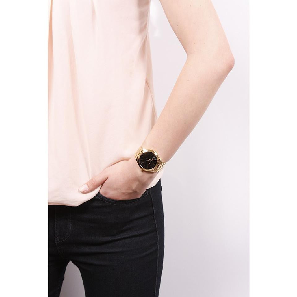 Michael Kors Runway Black Dial Gold Steel Strap Watch for Women - MK3478 Buy Now By Michael Kors