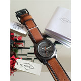 Fossil Machine Chronograph Black Dial Brown Leather Strap Watch for Men - FS5234 Buy Now By Fossil