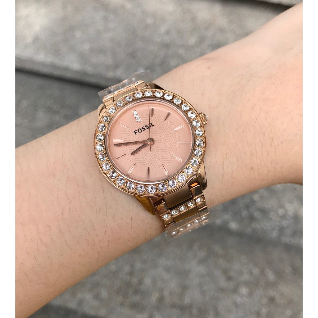 Fossil Jesse Crystal Rose Gold Dial Rose Gold Steel Strap Watch for Women - ES3020 Buy Now By Fossil