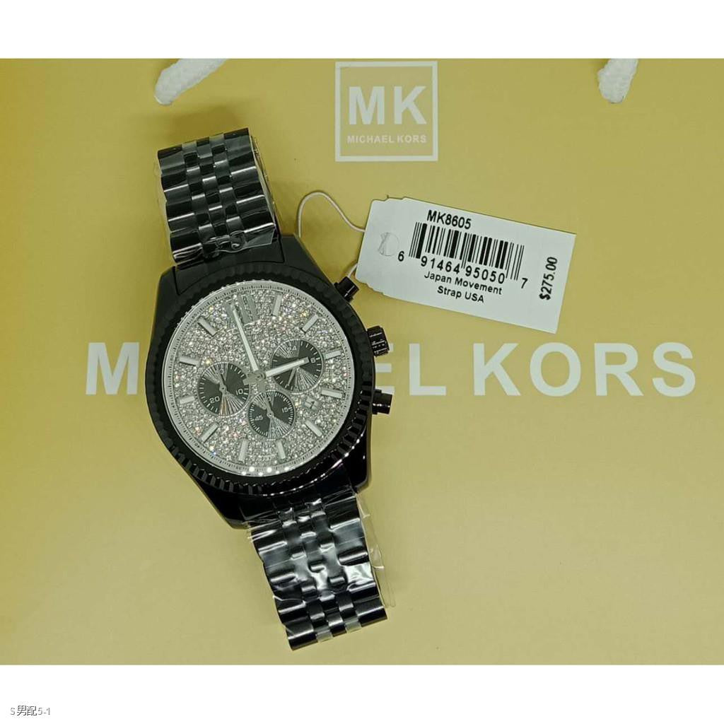 Michael Kors Lexington Chronograph Crystals Silver Dial Black Steel Strap Watch for Men - MK8605 Buy Now By Michael Kors