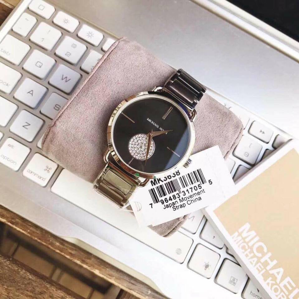 Michael Kors Portia Black Dial Silver Steel Strap Watch for Women - MK3638 Buy Now By Michael Kors