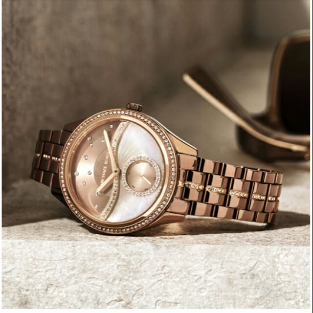 Michael Kors Lauryn Rose Gold Dial Brown Steel Strap Watch for Women - MK3757 Buy Now By Michael Kors
