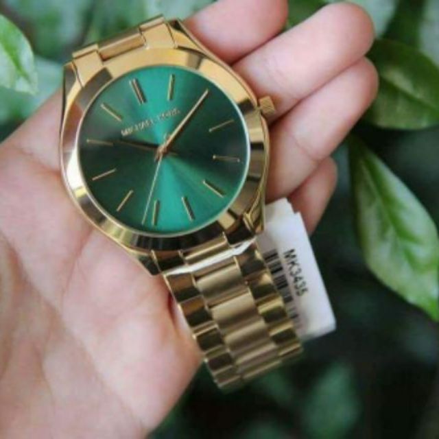 Michael Kors Slim Runway Green Dial Gold Steel Strap Watch for Women - MK3435 Buy Now By Michael Kors