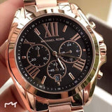 Michael Kors Bradshaw Black Dial Rose Gold Steel Strap Watch for Women - MK5854 Buy Now By Michael Kors