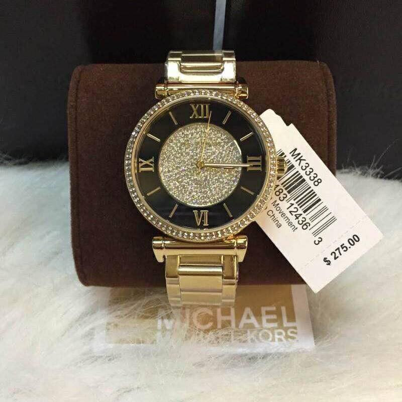 Michael Kors Catlin Black Dial Gold Steel Strap Watch for Women - MK3338 Buy Now By Michael Kors