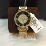 Michael Kors Catlin Black Dial Gold Steel Strap Watch for Women - MK3338 Buy Now By Michael Kors
