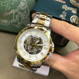 Fossil Grant Automatic Skeleton White Dial Two Tone Steel Strap Watch for Men - ME3112 Buy Now By Fossil