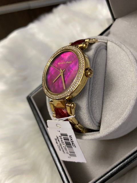 Michael Kors Parker Pink Mother of Pearl Dial Two Tone Steel Strap Watch for Women - MK6490 Buy Now By Michael Kors