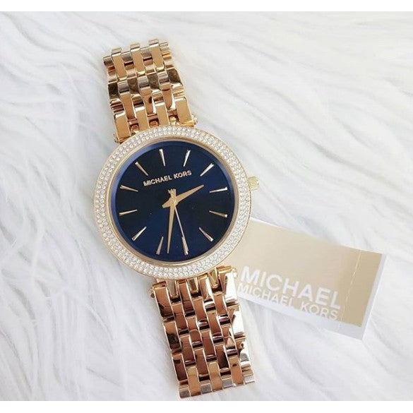 Michael Kors Darci Blue Dial Gold Steel Strap Watch for Women - MK3406