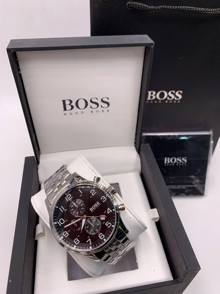 Hugo Boss Aeroliner Black Dial Silver Steel Strap Watch for Men - 1513181 Buy Now By Hugo Boss