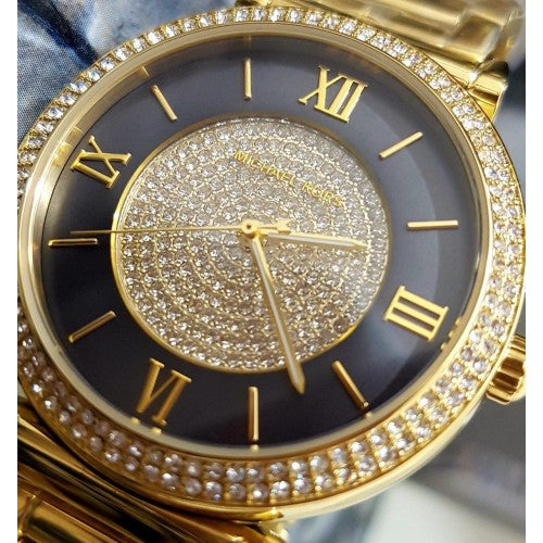 Michael Kors Catlin Black Dial Gold Steel Strap Watch for Women - MK3338 Buy Now By Michael Kors