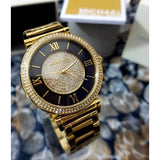 Michael Kors Catlin Black Dial Gold Steel Strap Watch for Women - MK3338 Buy Now By Michael Kors