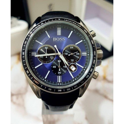 Hugo Boss Driver Sport Chronograph Blue Dial Black Leather Strap Watch for Men - 1513077 Buy Now By Hugo Boss