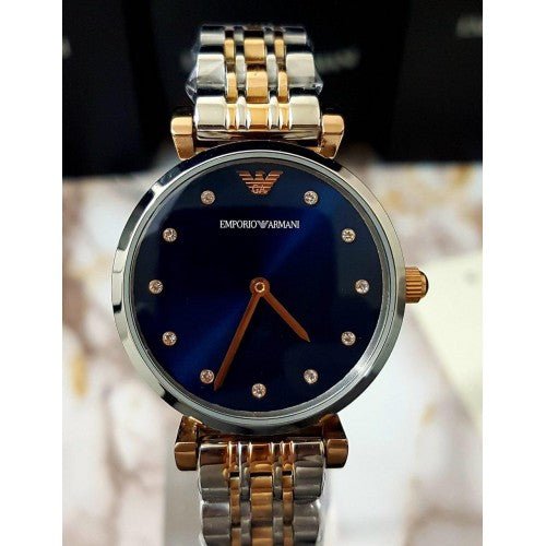 Emporio Armani Gianni T Bar Crystal Blue Dial Two Tone Steel Strap Watch For Women - AR11092 Buy Now By Emporio Armani