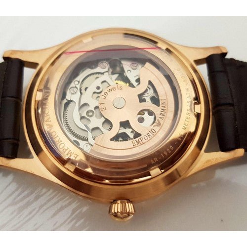 Emporio Armani Meccanico White Dial Brown Leather Strap Watch For Men - AR1920 Buy Now By Emporio Armani