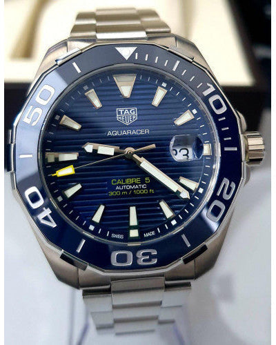 Tag Heuer Aquaracer Calibre 5 Blue Dial Silver Steel Strap Watch for Men - WAY201B.BA0927 Buy Now By Tag Heuer