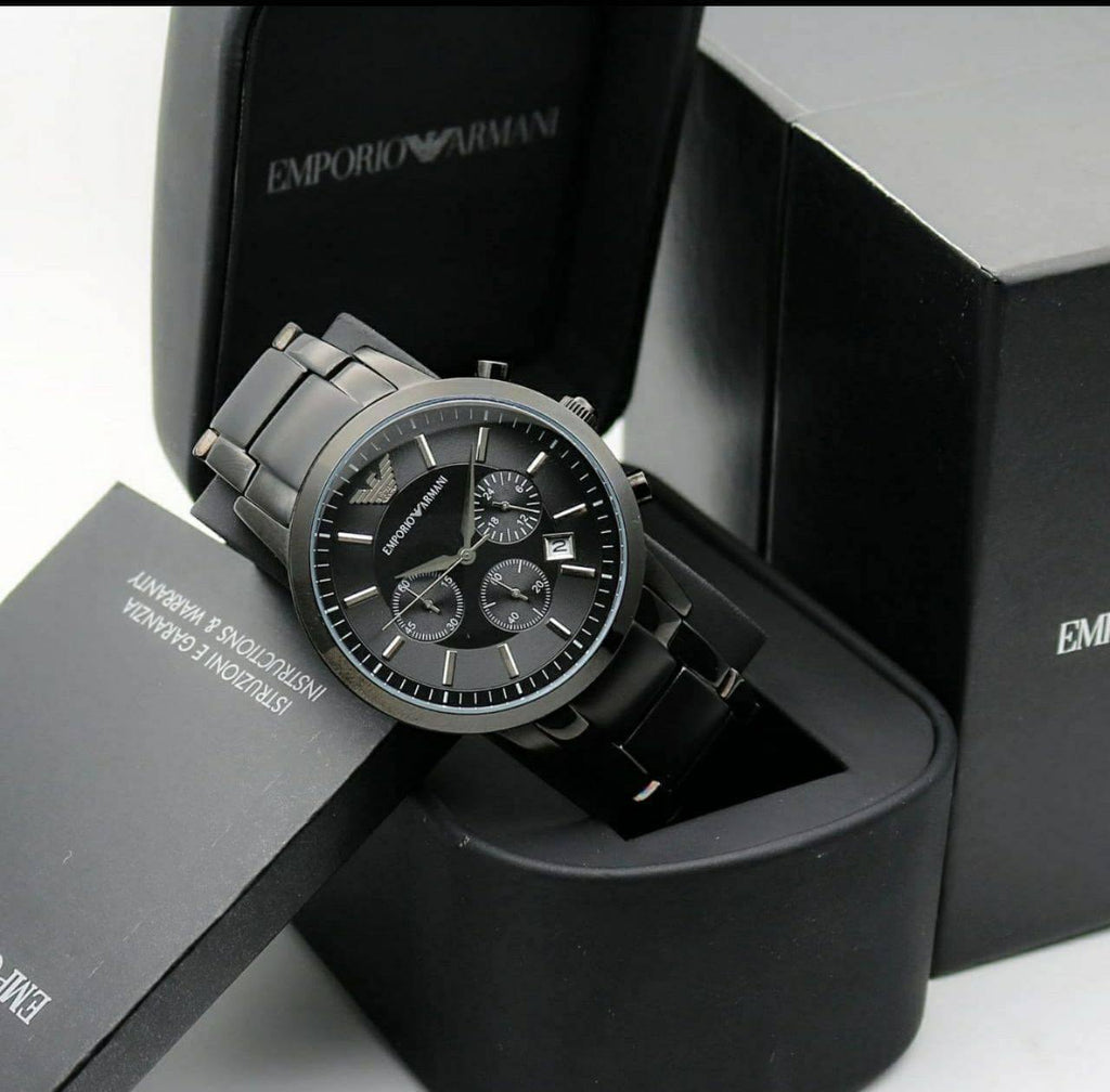 Emporio Armani Classic Chronograph Black Dial Black Stainless Steel Strap Watch For Men - AR2453 Buy Now By Emporio Armani
