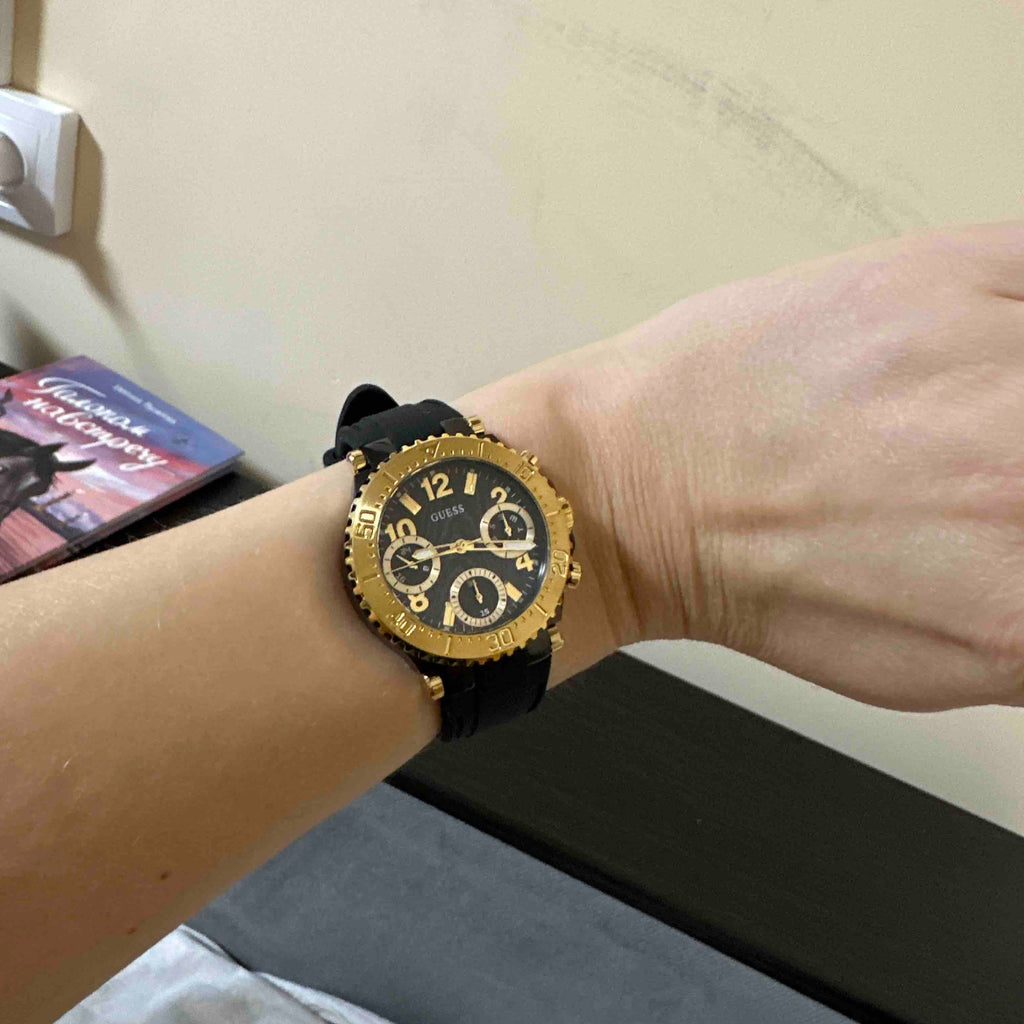 Guess Cosmic Multifunction Black Dial Black Silicone Strap Watch For Women - GW0466L1 Buy Now By Guess