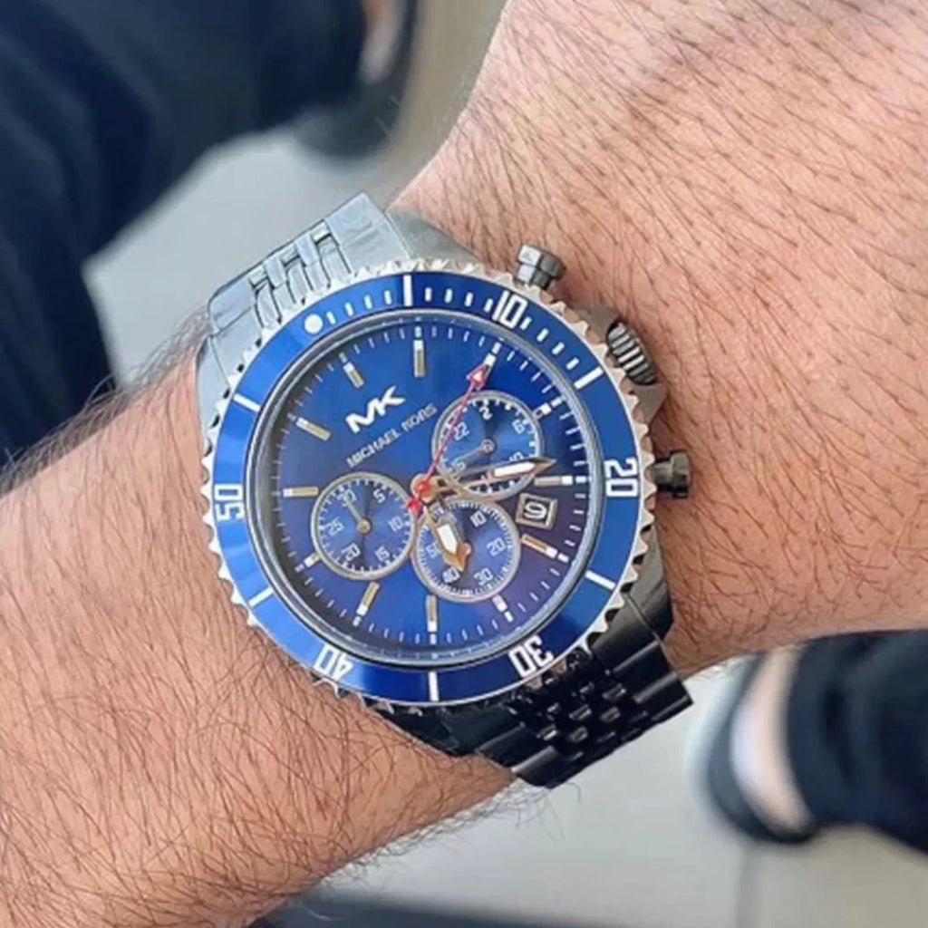 Michael Kors Bayville Chronograph Blue Dial Grey Steel Strap Watch For Men - MK8727 Buy Now By Michael Kors