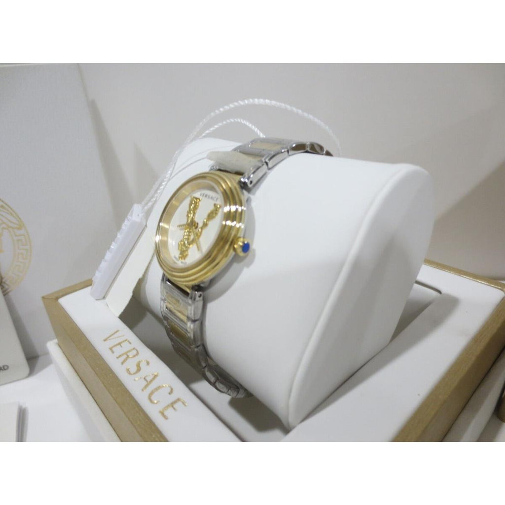 Versace Virtus Quartz White Dial Two Tone Steel Strap Watch For Women - VET300721 Buy Now By Versace