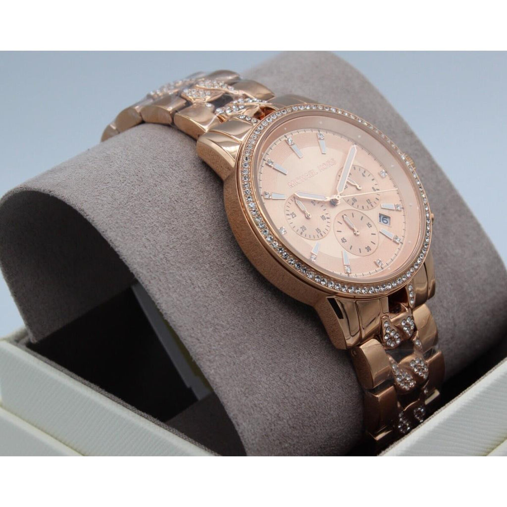 Michael Kors Ritz Chronograph Rose Gold Dial Rose Gold Steel Strap Watch For Women - MK7223 Buy Now By Michael Kors
