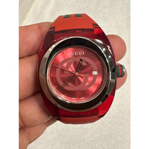 Gucci Sync XXL Quartz Red Dial Red Rubber Strap Unisex Watch - YA137103 Buy Now By Gucci