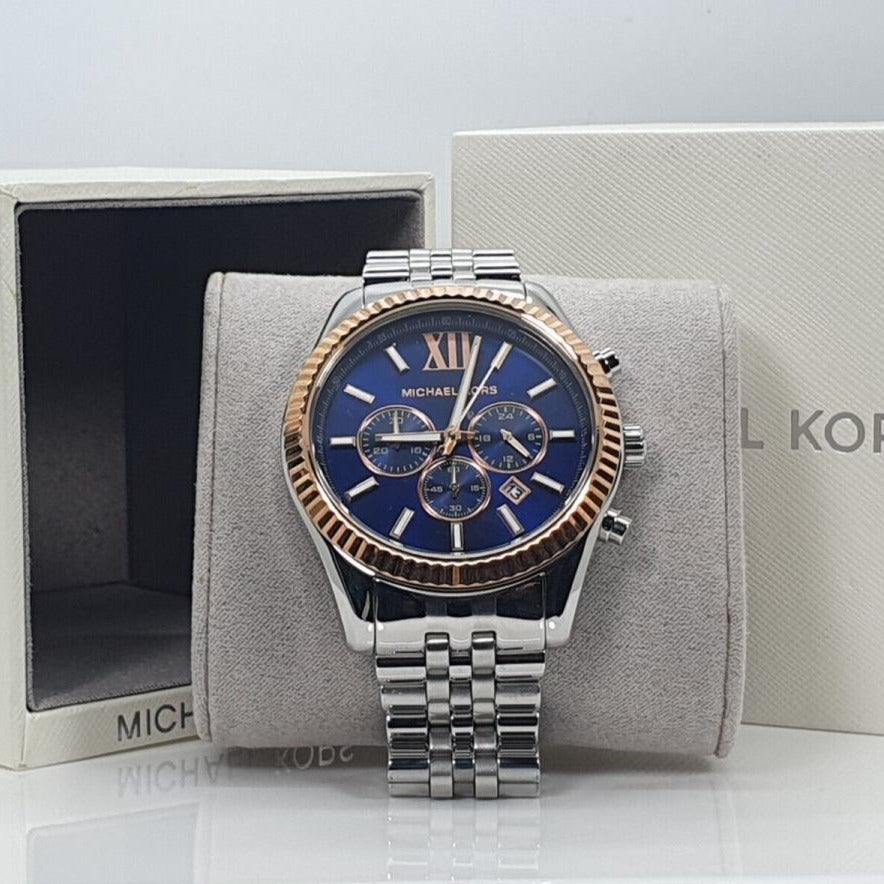 Michael Kors Lexington Chronograph Blue Dial Silver Steel Strap Watch For Men - MK8689 Buy Now By Michael Kors