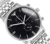Emporio Armani Gianni Chronograph Black Dial Silver Steel Strap Watch For Men - AR80009 Buy Now By Emporio Armani