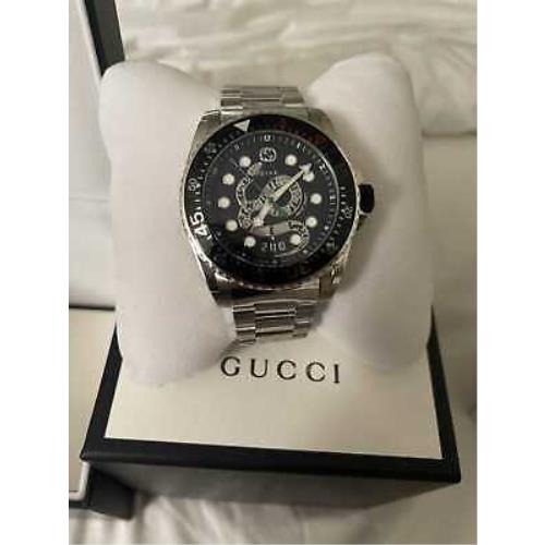 Gucci Dive Snake Black Dial Silver Steel Strap Watch For Men - YA136218 Buy Now By Gucci